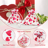 joycraft 50Pcs Valentine Gift Organza Bags, 3x4 Inch Red Heart Organza Bags with Drawstring, Mesh Jewelry Organza Pouches, Sheer Organza Bags, Small Goodie Bags for Valentines, Wedding, Anniversary