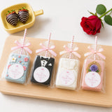 joycraft 100Pcs Clear Rice Krispie Treat Bags with Pink Sticks and Stickers,3.5x5.9 inch Clear Treat Bags,Cakesicle Bags,Flat Cellophane Bags for Macaron Pop,Candy,Apple Cookies,Cake Pop Packaging