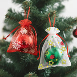 joycraft 4x6 In Christmas Organza Bags - Small Holiday Drawstring Mesh Gift Bags, 6 Style Christmas Party Favor Pouch for Makeup, Goody, Jewelry, Candy