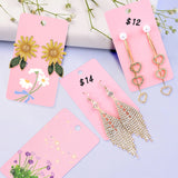 joycraft Earring Display Cards - 200Pcs Pink Paper Stud Display Cards, 3.5x2 in Jewelry Card for Selling, Small Business, Craft Fair, Retail