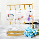 joycraft Jewelry Packaging for Small Business – 100Pcs White Bracelet Display Cards with Clear Bags, Small Handmade Jewelry Display Set for Bracelets, Key Chains, Earring, DIY Craft(Blue Flower)
