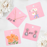 joycraft 6 Holes Earring Display Cards with Bags - 100Pcs Pink Paper Necklace Display Cards, 2.95 In Square Jewelry Card for Selling, Small Business, Craft Fair, Retail Display