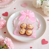 joycraft 4x6 In Organza Bags with Bow, 30Pcs Pink Mesh Drawstring Gift Bag, Organza Party Favor Pouches for Christmas, Valentine's Day, Wedding, Birthday, Baby Shower