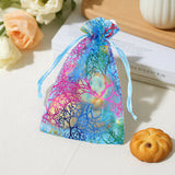joycraft Blue Organza Bags 4x6 inch – 50pcs Drawstring Jewelry Pouch, Small Sheer Gift Wrap Bags for Wedding Favors, Birthday Party, Christmas Gift, Handmade Soap