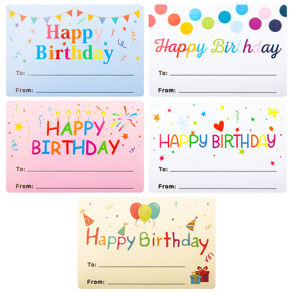 joycraft 100Pcs Happy Birthday Gift Tags, Birthday Present Stickers, Happy Birthday to from Stickers, Name Gift Labels, 5 Designs Birthday Rectangle Stickers for Party Favor, Envelope Seal(3