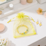 joycraft 50Pcs Lemon Yellow Organza Bags - 4x6 In Jewelry Drawstring Mesh Pouch, Sheer Organza Gift Wrapping Bags for Birthday, Baby Shower, Wedding, Graduation