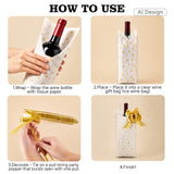 joycraft Wine Gift Bags with Handles, 4 Pcs Ice Wine Bags, Clear Plastic Gift Bags with Gold Pull Bows and Tissue Paper, Portable Wine Pouch Cooler, Reusable Packaging for Wedding Gifts Party Outdoor