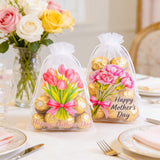 joycraft 4x6In Mother's Day Organza Bags - 30Pcs Floral Mesh Drawstring Gift Bags, 2 Style Happy Mother's Day Gift Wrapping Bags for Jewelry, Candy, DIY Craft, Cards