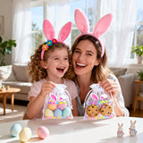 joycraft 30Pcs Happy Easter Organza Bags - 4x6 In Easter Egg Mesh Drawstring Gift Bags, Organza Party Favor Bags for Egg, Candy, Chocolate, Jewelry
