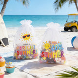joycraft 30Pcs Summer Organza Bags - 4x6In End of School Year Drastring Gift Bags, 5 Style Have a Bright Summer Party Bags for Vacation, Graduation, Classroom, Office
