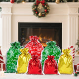 joycraft 20pcs Christmas Drawstring Gift Bags - Assorted Sizes Foil Holiday Drawstring Pouches, Red Green and Gold Gift Wrapping Bags for Toys, Dolls, Candy, DIY Craft