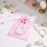 joycraft 4x6 In Organza Bags with Rose, 30Pcs Pink Wedding Party Favor Bag, Jewelry Pouches with Drawstring, Sheer Mesh Drawstring Bags for Jewelry, Makeup, Candy, Desserts