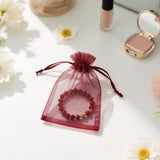 joycraft 50Pcs Burgundy Organza Bags – 2.7x3.5 In Sheer Holiday Mesh Pouch, Small Jewelry Organza Drawstring Pouch for Halloween, Christmas, DIY Craft, Party Favor