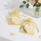 joycraft 50Pcs Organza Gift Bags - 2.7x3.5 In Gold Mesh Gift Drawstring Bags, Organza Party Favor Pouch for Valentine's Day, Wedding, Birthday, Brial Shower
