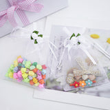joycraft 4x6 In Organza Bags with Rose, 30Pcs White Wedding Party Favor Bag, Jewelry Pouches with Drawstring, Sheer Mesh Drawstring Bags for Jewelry, Makeup, Candy, Desserts