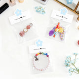 joycraft Jewelry Packaging for Small Business – 100Pcs White Bracelet Display Cards with Clear Bags, Small Handmade Jewelry Display Set for Bracelets, Key Chains, Earring, DIY Craft(Blue Flower)