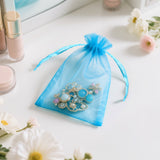 joycraft 50Pcs Lake Blue Organza Bags - 4x6 In Jewelry Drawstring Mesh Pouch, Sheer Party Favor Bags for DIY Craft, Gift Wrapping, Jewelry Packaging, Wedding Favor