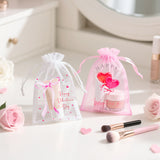 joycraft 30Pcs Valentine's Day Organza Bags - 4x6In Heart Drawstring Party Favor Bags, Small Valentine's Day Gift Wrapping Pouches for Jewelry, Cookie, Candy, Chocolate