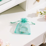 joycraft 50Pcs Aqua Blue Organza Bags – 2.7x3.5 In Sheer Jewelry Drawstring Mesh Pouch, Small Holiday Organza Pouch for Christmas, Thanksgiving, Wedding Favor, Small Business