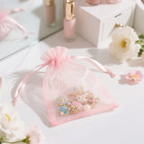 joycraft 50Pcs Blush Pink Organza Bags - 4x6 In Jewelry Drawstring Pouch with Mesh, Sheer Party Favor Pouch for Birthday, Baby Shower, Wedding, Graduation