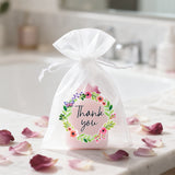 joycraft 4x6 In Thank You Organza Bags - 30Pcs White Mesh Gift Bags with Drawstring, Flower Organza Party Favor Pouch for Thanksgiving, Wedding, Birthday, Baby Shower