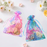 joycraft Organza Bags 4x6 inch – 50pcs Drawstring Jewelry Pouch, Small Sheer Gift Wrap Bags for Wedding Favors, Birthday Party, Christmas Gift, Handmade Soap - Blue & Pink