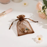 joycraft 50Pcs Coffee Brown Organza Bags – 2.7x3.5 In Holiday Sheer Drawstring Pouch, Small Jewelry Organza bags for Wedding Favor, DIY Craft, Christmas, Thanksgiving