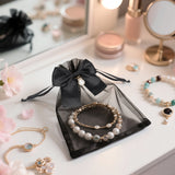 joycraft 4x6 In Organza Bags with Bow, 30Pcs Black Party Favor Bag, Jewelry Pouches with Drawstring, Sheer Mesh Drawstring Bags for Jewelry, Makeup, Candy, Desserts