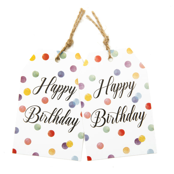 joycraft 100Pcs Happy Birthday Gift Tags, Colorful Birthday Tags with String, 3.3x2.1 Inch Large Happy Birthday Tags, Personalized Birthday Hangtags for Party Favor Gift Wrapping Classroom Office