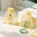 joycraft 50Pcs Organza Gift Bags - 5x7 In Gold Mesh Gift Drawstring Bags, Organza Party Favor Pouch for Valentine's Day, Wedding, Birthday, Brial Shower