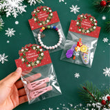 joycraft Jewelry Packaging for Small Business – 100Pcs OPP Clear Xmas Treat Bags with Merry Christmas Wreath Cards, Christmas Jewerly Display Bags Packaging for Selling, Party Favors, Holiday
