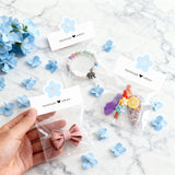 joycraft Jewelry Packaging for Small Business – 100Pcs White Bracelet Display Cards with Clear Bags, Small Handmade Jewelry Display Set for Bracelets, Key Chains, Earring, DIY Craft(Blue Flower)