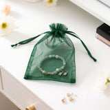 joycraft 50Pcs Dark Green Organza Bags - 4x6 In Party Favor Drawstring Mesh Pouch, Sheer Organza Jewelry Bags for DIY Craft, Christmas Gift, Small Business, Wedding Favor