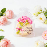 joycraft 4x6In Mother's Day Organza Bags - 30Pcs Floral Mesh Drawstring Gift Bags, 2 Style Happy Mother's Day Gift Wrapping Bags for Jewelry, Candy, DIY Craft, Cards