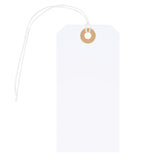 100Pcs White Blank Tags with String Attached, 4 3/4 x 2 3/8 inch Price Tags, Pre-Attached Cotton String Hangtags, Thick Paper Shipping Tag with Reinforced Eyelet for Gift Wrap, Christmas, Party