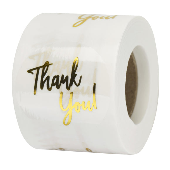 joycraft 500Pcs Thank You Stickers, 1.5 inch Gold Thank You Stickers for Small Business, Paper Self-Adhesive Label Stickers, Clear Thank You Stickers for Gift Wraping, Party Favor, Bags