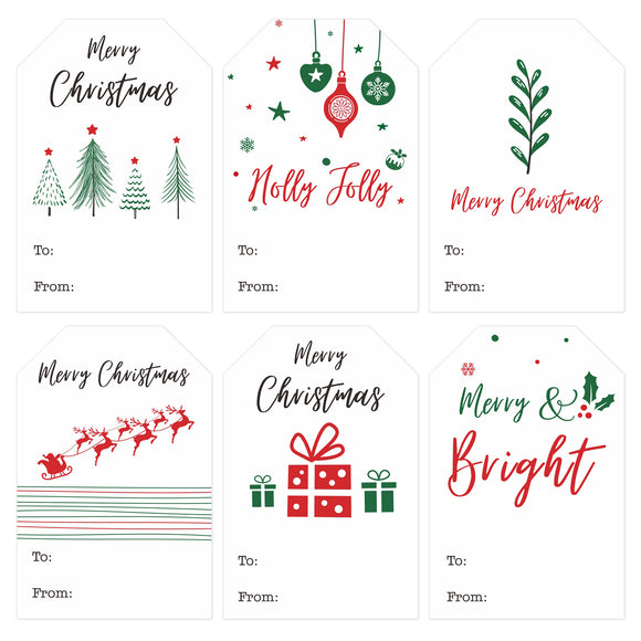 joycraft 120Pcs Christmas Gift Stickers, Large Christmas Name Tags Stickers, White Holiday Paper Stickers, 3x2 Inch Xmas Gift Wrapping Labels, Christmas Labels Stickers for Xmas Party, Home, Class