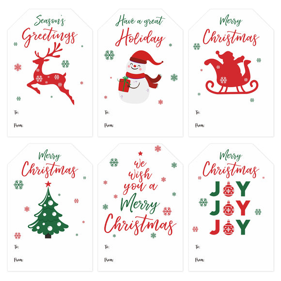 joycraft 120Pcs Christmas Gift Stickers, 3x2 Inch Christmas Name Tags Stickers, Large Winter Holiday Stickers, White Merry Christmas Stickers for Gift Wrap, DIY Crafts, Cards, Party Favor