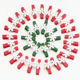 joycraft 50pcs Christmas Clips, 1.4 Inch Snowflake Photo Clips, Red and Green Wooden Clothespins with String, Mini Wooden Pegs Decorative Clothespins for Christmas Hanging Photos and Party Decoration