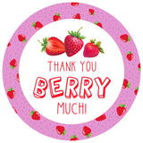 joycraft 120Pcs Strawberry Thank You Stickers, 2 Inch Thank You Berry Much Stickers, Strawberry Sticker for Party Favor, Pink Thank You Stickers for Birthday Baby Showers Gift Wrap Bag Envelope Seal