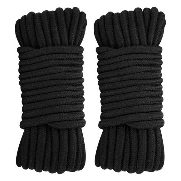 joycraft Soft Cotton Rope, Black Thick Rope, 10MM x 64Ft Cotton Rope, 2 Pack Sturdy Twisted Rope for Clotheslines, Long Tying Rope for DIY Craft Projects, Bundling Camping and Home Decoration Rope