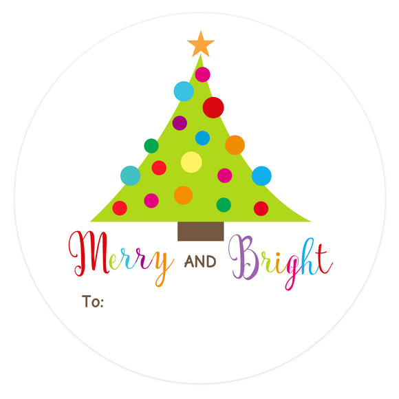 joycraft 120Pcs Christmas Gift Stickers, 2 inches Merry and Bright Christmas Stickers, Christmas Tree Stickers Labels, Holiday Gift Stickers for Gift Wrapping, Cards, Envelopes, Boxes, Tags