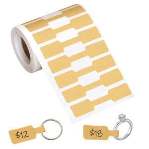 joycraft 500Pcs Jewelry Price Tag Stickers, Brown Blanl Self Adhesive Label Roll, Rectangle Jewelry Stickers Labels, Price Identification Stickers for Ring, Necklace, Bracelets, Dolls