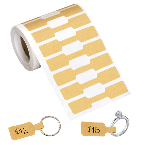 joycraft 500Pcs Jewelry Price Tag Stickers, Brown Blanl Self Adhesive Label Roll, Rectangle Jewelry Stickers Labels, Price Identification Stickers for Ring, Necklace, Bracelets, Dolls