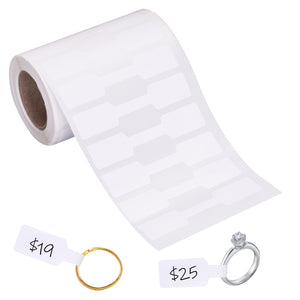 joycraft 500Pcs Jewelry Price Tag Stickers, White Blanl Self Adhesive Label Roll, Rectangle Jewelry Stickers Labels, Price Identification Stickers for Ring, Necklace, Bracelets, Dolls