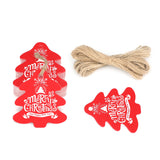 Joycraft Christmas Labels Tags Pack of 100 Gift Tags 6 cm x 6.5 cm Hanging Labels with 30 Metres Jute String, Crafts etc. Christmas Tree Shaped