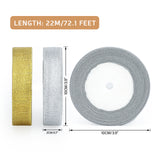 Joycraft Organza Gift Wrap Ribbon, 44 M Gold and Silver Ribbon for Christmas Wrapping Gift Craft - 2 Roll x 22M